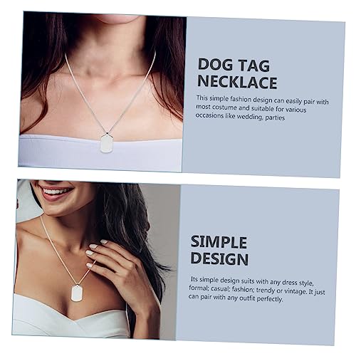 POPETPOP Small Dog Tag Chain Necklace for Men Gold Stainless Steel Necklace Name Tag Necklace Travel Luggage Tag Pet Id Tags Dog Tag Dog Tag Chain Pendant Label Id Card 18k Metal