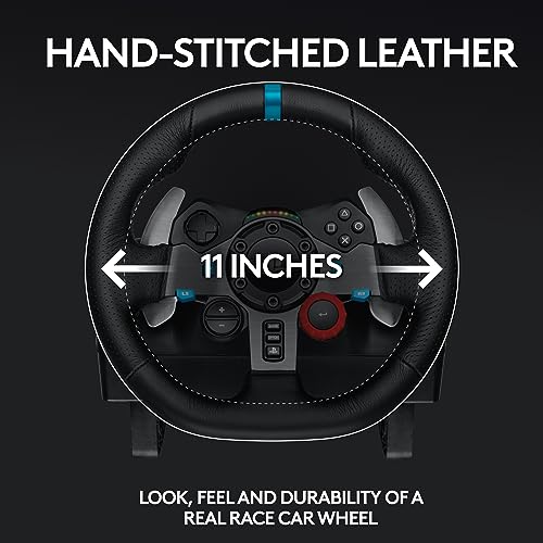 Logitech G29 Driving Force Racing Wheel and Floor Pedals, Real Force Feedback, Stainless Steel Paddle Shifters for PS5, PS4, PC, Mac - Black - UAE Version