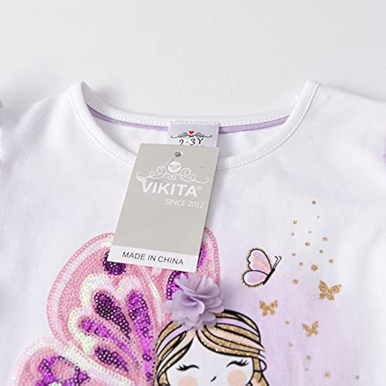 VIKITA Little Girls Cute Flower Long Sleeve T-Shirt Top for 1-8 Years