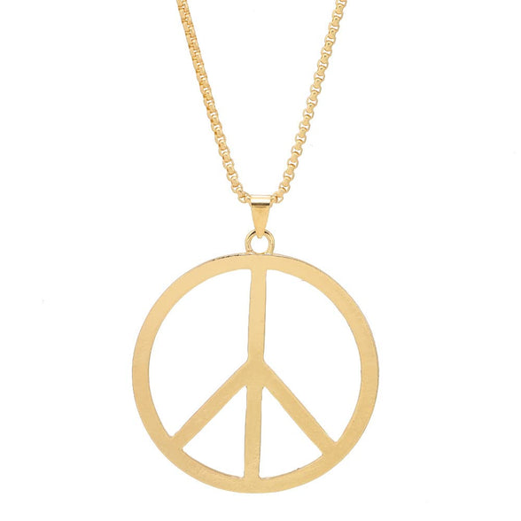 The Woo's Hippie Style Peace Sign Necklace Metal Love Peace Sign Hippie Pendant Necklace 1960s 1970s Hippie Party Dressing Accessories Jewelry for Women Men