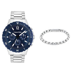 Calvin Klein Sport For Him Men's Blue Dial, Stainless Steel Watch + Calvin Klein Iconic Id, Men's Bracelet