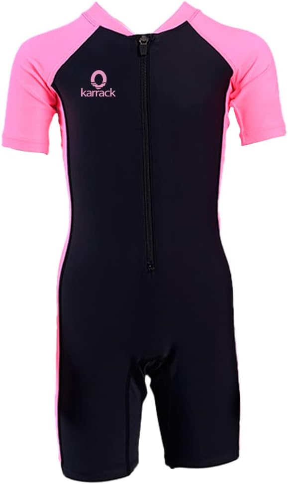 Karrack Girls and Boys One Piece Rash Guard Swimsuit Kid Water Sport Short Swimsuit UPF 50+ Sun Protection Bathing Suits