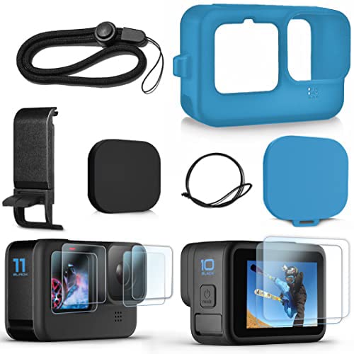 FitStill Silicone Sleeve Case for Hero 12/Hero 11/Hero 10 /Hero 9 Black, Battery Side Cover & Screen Protectors & Lens Caps & Lanyard for Go Pro Hero 11 Hero10 Hero9 Accessories Kit