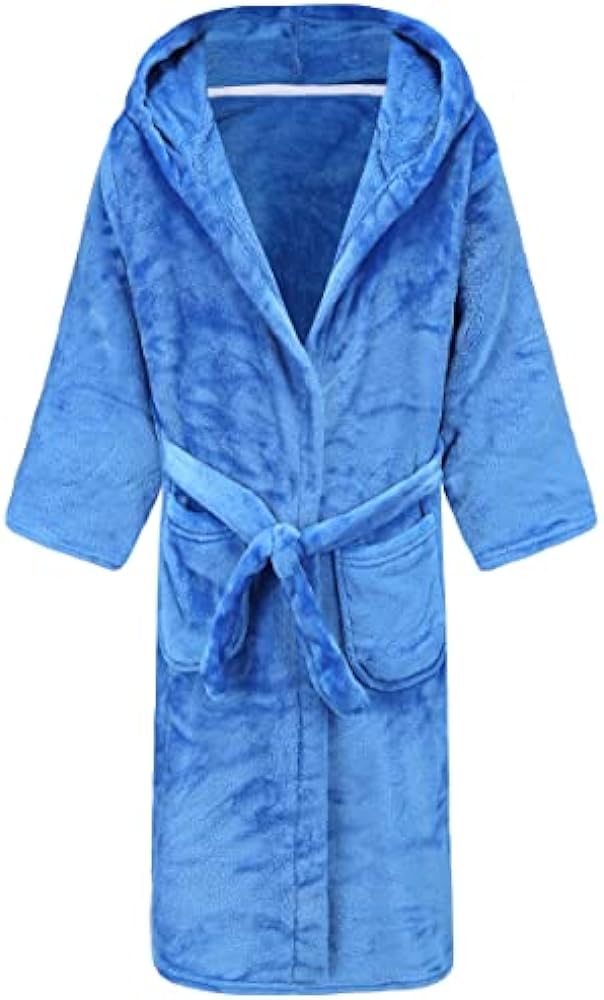 Kids Hooded Bathrobe Girls Soft Plush Hooded Flannel Pajamas Sleepwear Boys Spa Robe