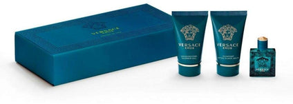 Versace Eros Men's 3 Pieces Mini Set with Perfume, Shower Gel and after Shave Balm