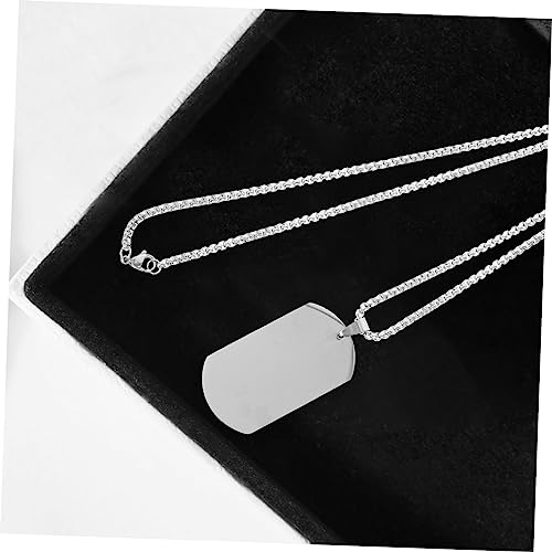 POPETPOP Small Dog Tag Chain Necklace for Men Gold Stainless Steel Necklace Name Tag Necklace Travel Luggage Tag Pet Id Tags Dog Tag Dog Tag Chain Pendant Label Id Card 18k Metal