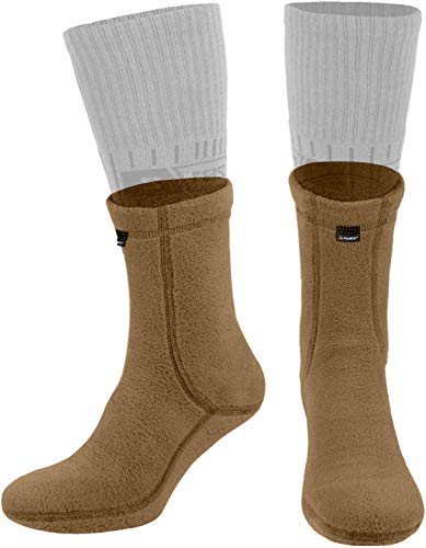 281Z Outdoor Warm 6 inch Liners Boot Socks - Military Tactical Hiking Sport - Polartec Fleece Winter Socks (Coyote Brown)