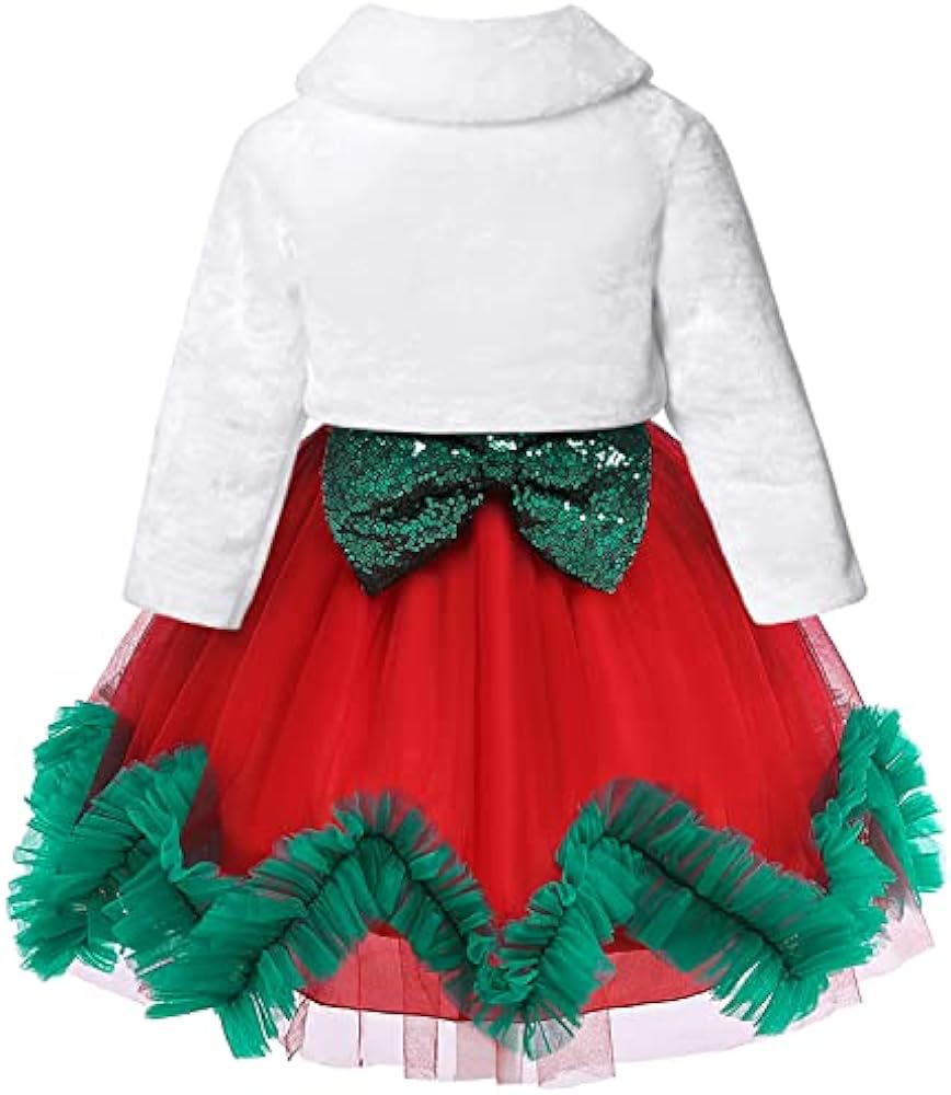 Jxstar Girls Faux Fur Bolero Shrugs White Winter Shawl Wrap Kids Dress Cover Up