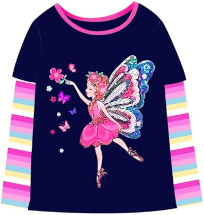 VIKITA Little Girls Cute Flower Long Sleeve T-Shirt Top for 1-8 Years