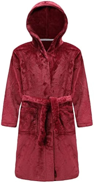 Kids Hooded Bathrobe Girls Soft Plush Hooded Flannel Pajamas Sleepwear Boys Spa Robe