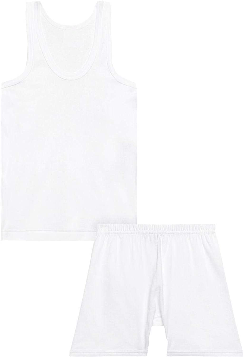 Boys cotton vest and boxer shorts white underwear set undershirt for boy