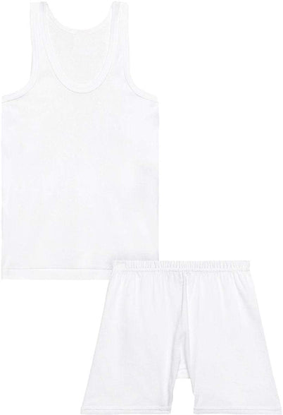 Boys cotton vest and boxer shorts white underwear set undershirt for boy