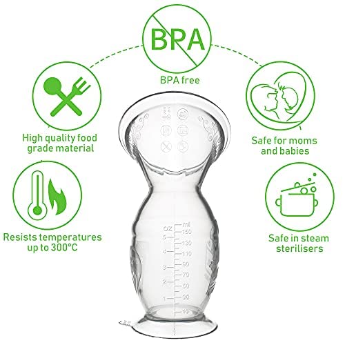 Haakaa Breast Pump Breastfeeding Manual Milk Pump With Suction Base 100% Food Grade Silicone Bpa Pvc And Phthalate Free 5Oz/150Ml,Clear, 5 Ounce