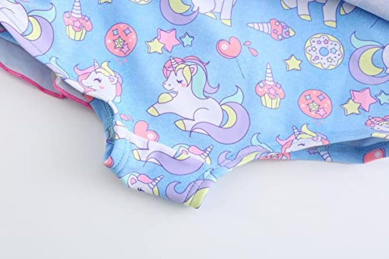 KuKiee Girls One Piece Rainbow Unicorn Swimsuit Stars Print Swimwear Bathing Suit