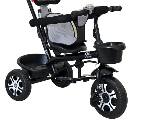 NTECH Kids Tricycles For 1 To 6 Years Old Baby Trike Kid's Ride On Tricycle With Push Bar 3 Wheels Bike For Boys and Girls 3 Wheels Toddler Tricycle (Black.)