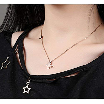 Yellow Chimes Charming Dual Butterfly Surgical Steel 18K Real Rose Gold Plated Pendant Set with Earrings for Girls and Women