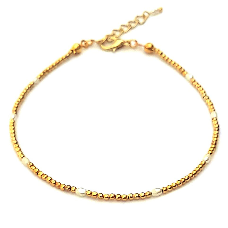 Alwan Long Size Anklet with Small Pearls for Women - EEA0090F