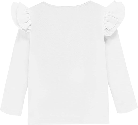 Greatchy Girls Shirts Short Sleeve Tee Ruffle Solid Summer Keyhole Neck Cotton Blouse Tops