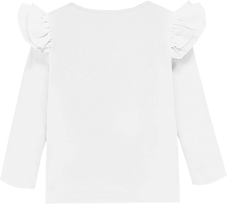 Greatchy Girls Shirts Short Sleeve Tee Ruffle Solid Summer Keyhole Neck Cotton Blouse Tops