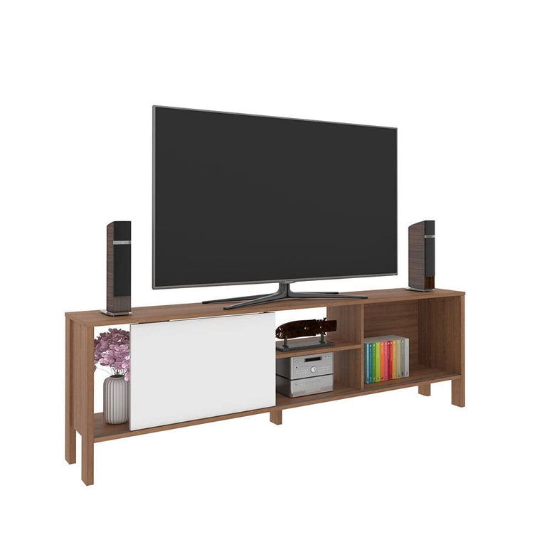 Danube Home Cedro TV Cabinet For Up To 70 Inches TV I Entertainment Modern Design Wall Unit Furniture I Wooden TV Stand For Living Room, Bedroom | TV Rack L183xW30xH56 cm - Almond/White