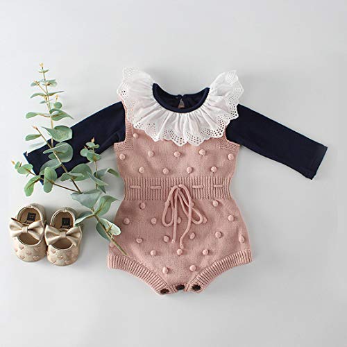 Simplee kids Baby Girl Knit Pompoms Romper Sleeveless Baby Girl Knit Clothes 3-6 Months