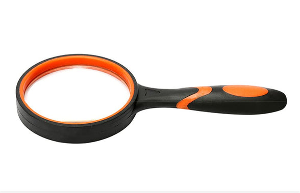 Handheld Magnifying Glass, ELECDON 10X Magnifying Glass 2 Pack 75mm, Shatterproof Reading Magnifier for Seniors and Kids with Non Slip Rubber Handle for Reading Hobbies Science (Orange and Green)