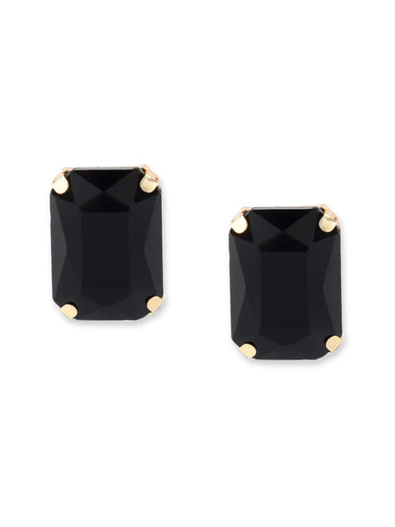 ZAVERI PEARLS Women's Contemporary Style Gold Plated Metal Black Stud Earring (ZPFK8707)