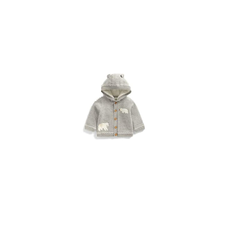 MOTHERCARE Baby Boy Bear Borg-Lined Knitted Hoody