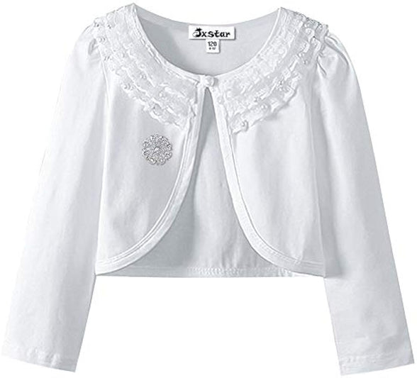 Girls Lace Bolero Shrugs Long Sleeve Cardigan Dress Cover Up Tops for Little Kid