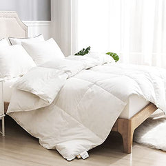 APSMILE Queen Size Feather Down Comforter - Ultra Soft All Seasons 100% Organic Cotton Feather Down Duvet Insert Medium Warm Quilted Bed Comforter with Corner Tabs (90x90,Ivory White)