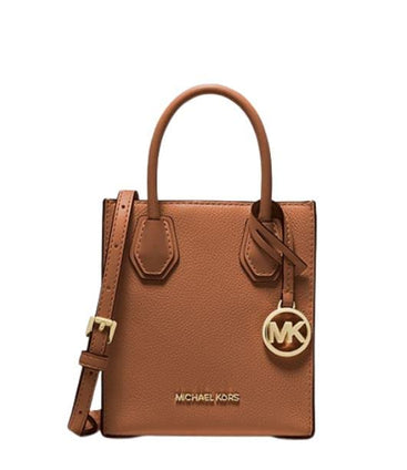 Michael Kors Mercer Extra-Small Pebbled Leather Crossbody Bag (Luggage), Brown