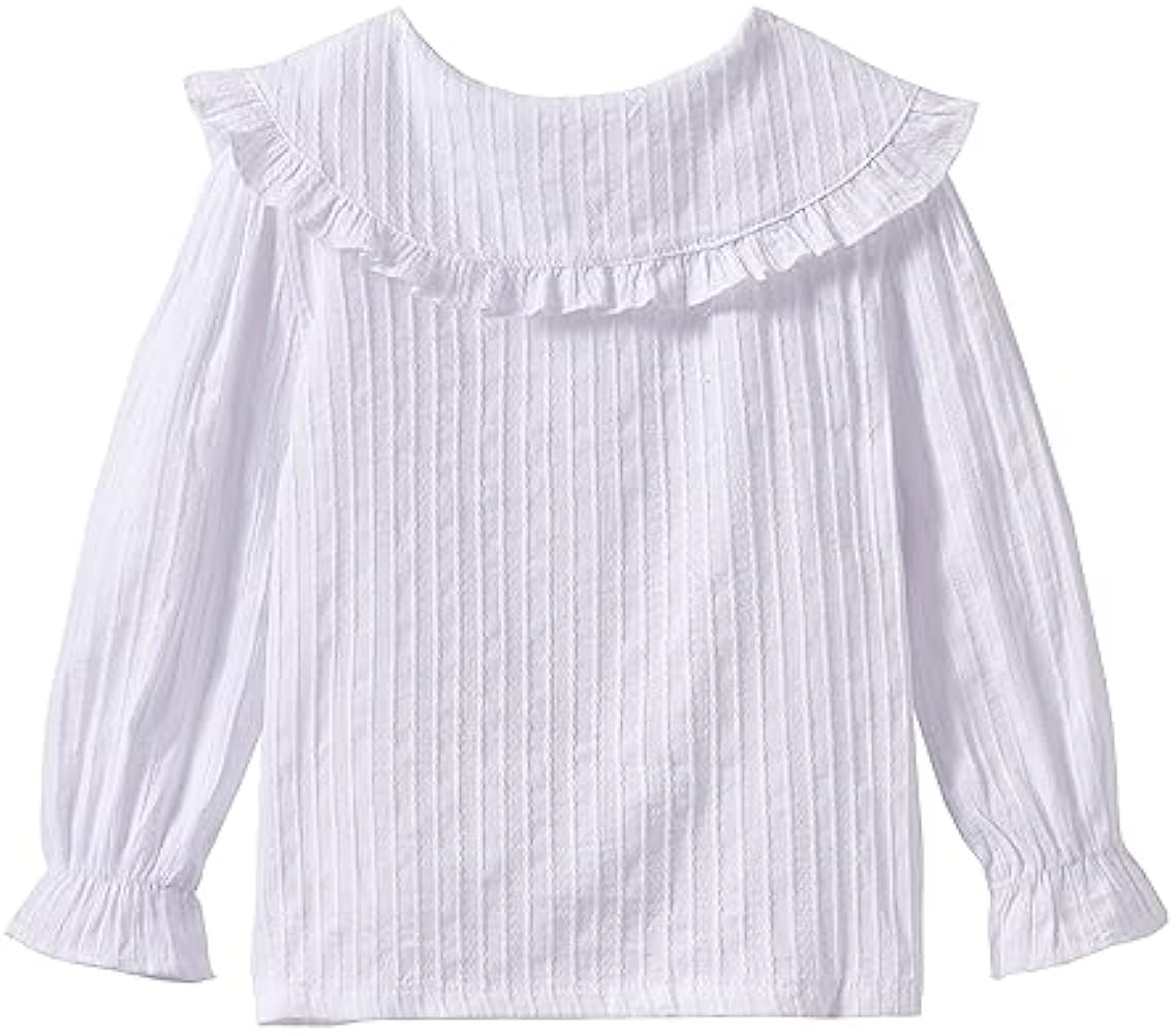 Mud Kingdom Little Girls Long Sleeve Shirt Peter Pan Collar Cute