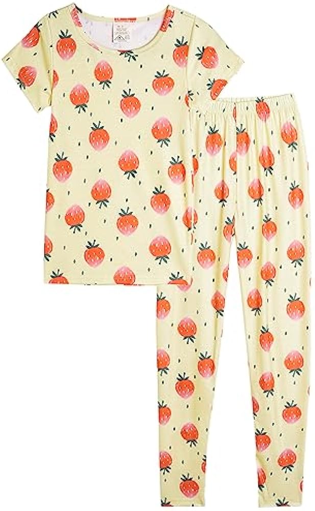 MyFav Babies, Toddlers and Girls' 4-Piece Snug Fit Cotton Pajama Set, Print Short Sleeve Loungewear