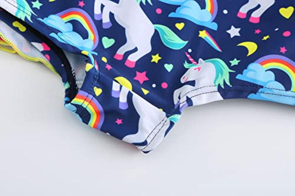 KuKiee Girls One Piece Rainbow Unicorn Swimsuit Stars Print Swimwear Bathing Suit