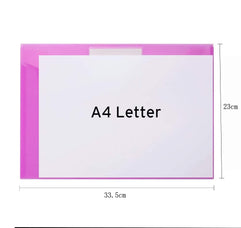 A4 Plastic Envelopes, 5pcs Plastic Pocket Folders Clear Document Folders Plastic File Folder with Label Pocket Snap Button Closure for School Home Office, 5 Colors