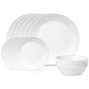 Corelle Livingware 18-Piece Dinnerware Set 1088609, Winter Frost White, Service for 6