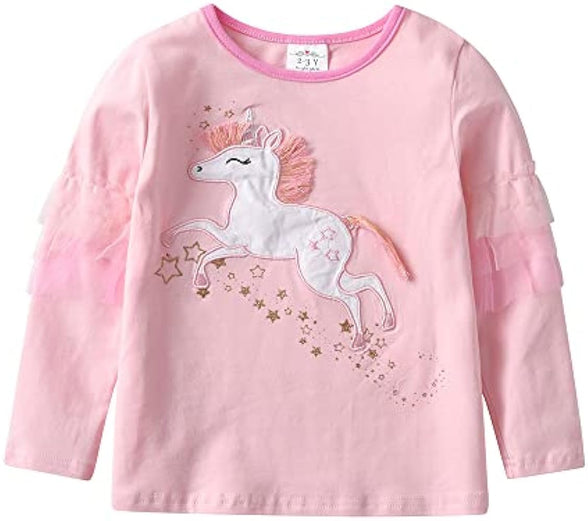 VIKITA Little Girls Cute Flower Long Sleeve T-Shirt Top for 1-8 Years