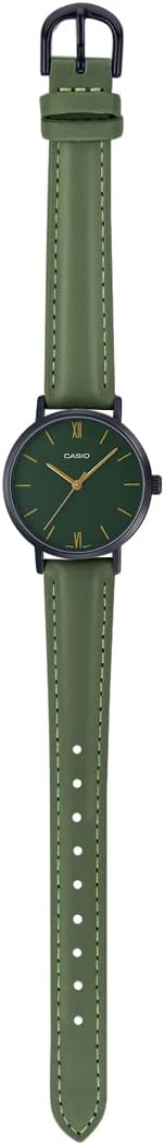 Casio watch for women ltp-vt02bl-3audf analog leather band green, Green, strap
