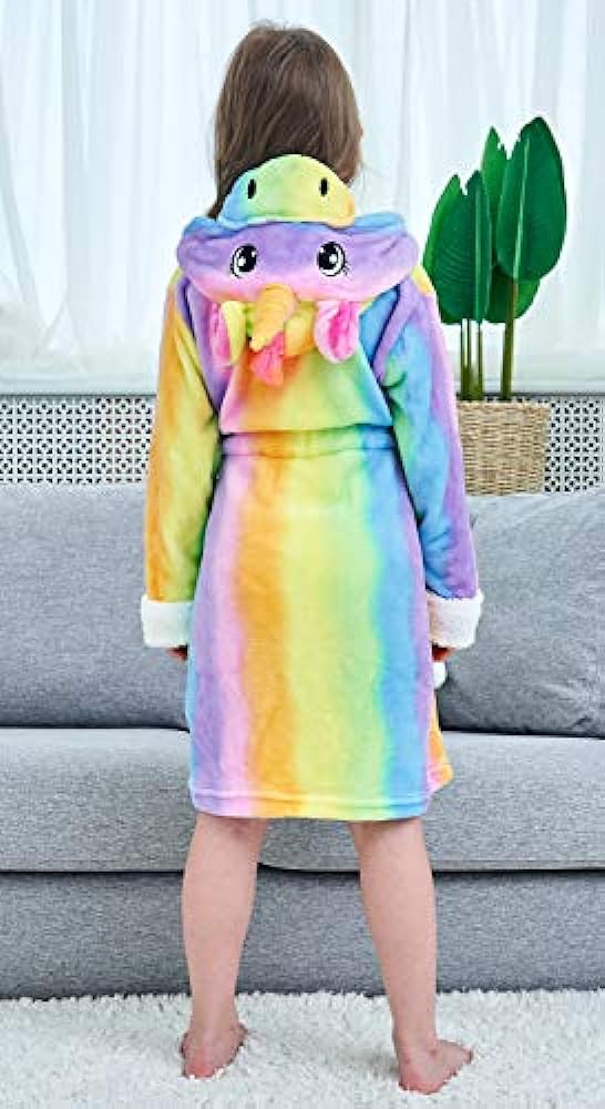 Boys Girls Bathrobes Toddler Kids Hooded Robes Plush Soft Coral Fleece Pajamas Sleepwear for Girls Boys