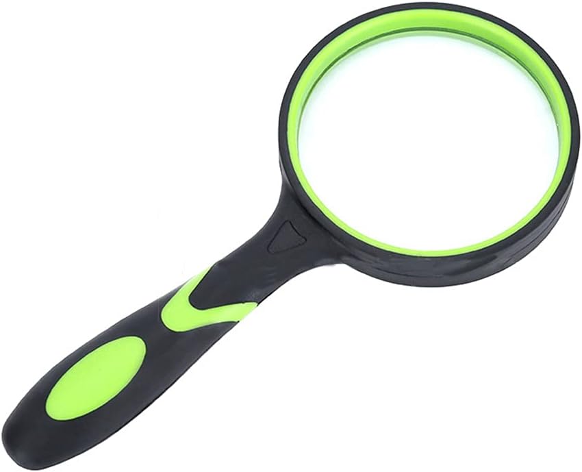Handheld Magnifying Glass, ELECDON 10X Magnifying Glass 2 Pack 75mm, Shatterproof Reading Magnifier for Seniors and Kids with Non Slip Rubber Handle for Reading Hobbies Science (Orange and Green)
