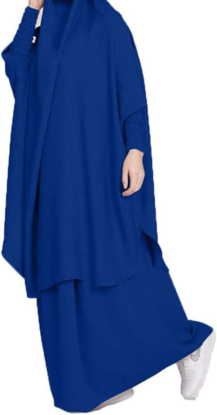 BOJON Muslim Two Piece Prayer Dress for Women Abaya Dress Islamic Middle East Dubai Turkey Maxi Abaya Kaftan with Full Length Hijab Dress