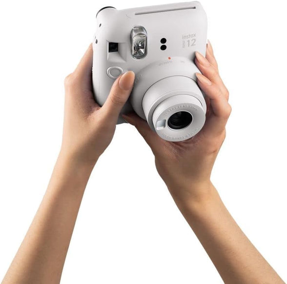 instax mini 12 instant film camera, auto exposure with Built-in selfie lens, Clay White