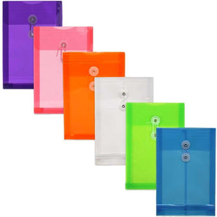 JAM Paper Plastic Envelopes with Button & String Tie Closure - 6 1/4