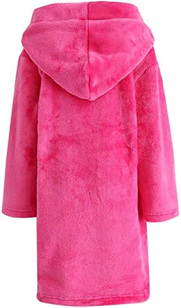 Kids Hooded Bathrobe Girls Soft Plush Hooded Flannel Pajamas Sleepwear Boys Spa Robe