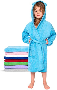 Twinzen - Bathrobe Kids for Boys & Girls - 100% Cotton OEKO-TEX - Belt, 2 Pockets, Hood with Ears