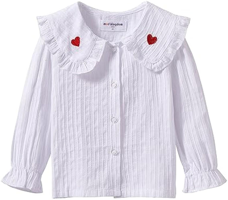 Mud Kingdom Little Girls Long Sleeve Shirt Peter Pan Collar Cute