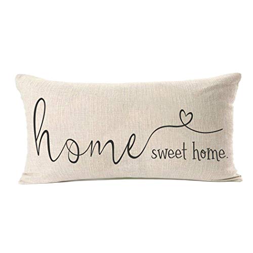 MFGNEH Home Sweet Home Quotes Farmhouse Pillow Covers 12x20 Inch,Home Decorative Throw Pillow Case Cushion Cover,Home Gifts,Housewarming Gift