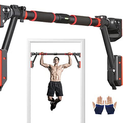 Pull Up Bar Doorway, Door Frame Chin Up Bar with Locking Adjustable Width Upper Body Workout Bar No Screw Wall Mounted Gym System Trainer Non-Slip Door Exercise Equipment for Home Fitness Sports