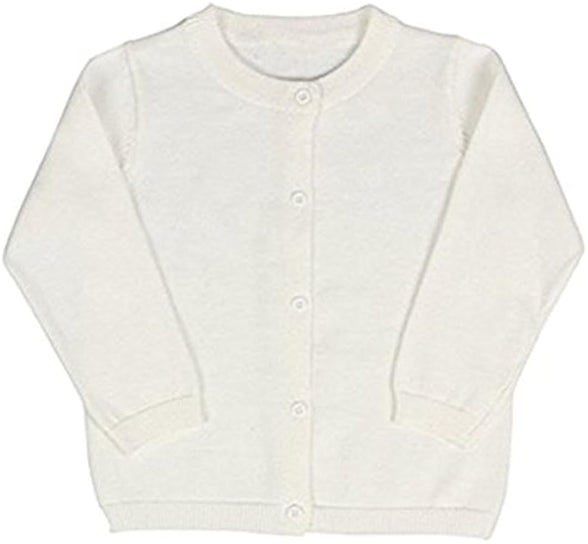 JELEUON Little Girls Cute Crew Neck Long Sleeve Button-Down Solid Cotton Fine Knit Cardigan Sweaters