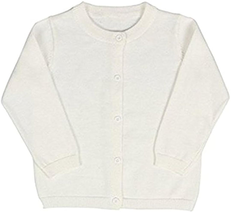 JELEUON Little Girls Cute Crew Neck Long Sleeve Button-Down Solid Cotton Fine Knit Cardigan Sweaters